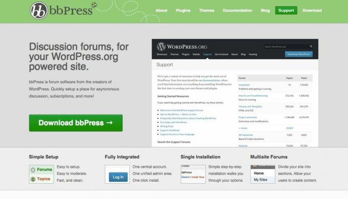 „BbPress“ nemokamo forumo įrankio ekrano kopija