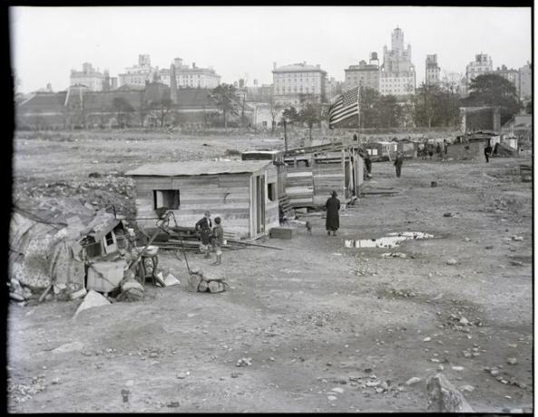„Huvervilis“ Sietlo pakrantėje, Vašingtonas, JAV Didžiosios depresijos 1933 m. kovo mėn