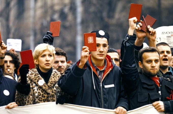 Serbija - Belgradas - studentų demonstracija prieš Miloševičių