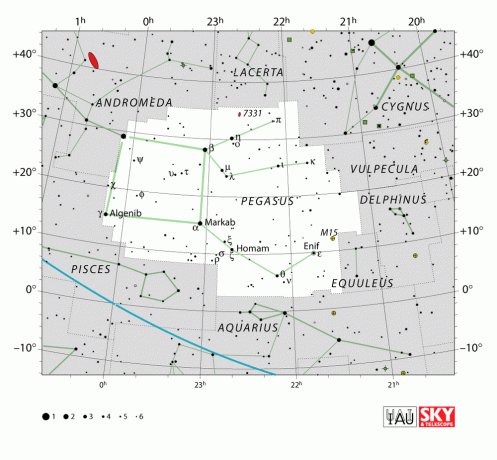 IAU „Pegasus“ žvaigždyno diagrama.