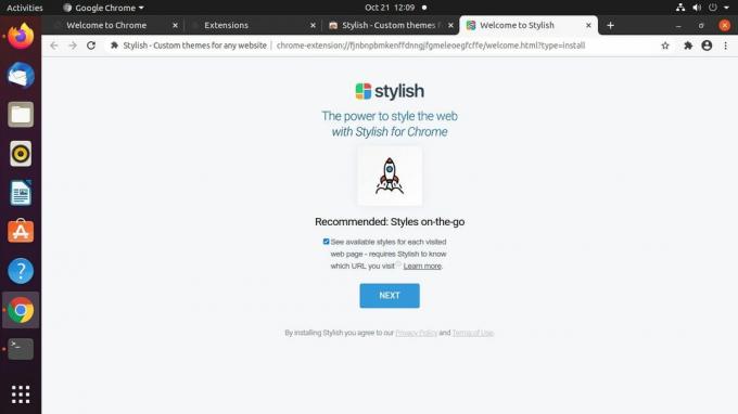 „Google Chrome Stylish“ įdiegta