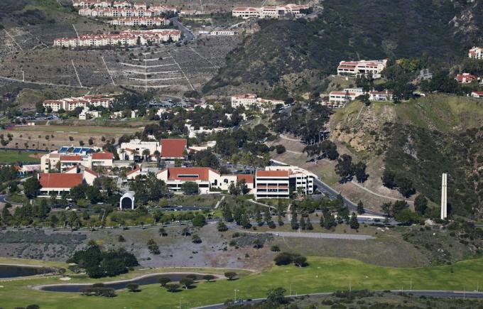 Iš Pepperdine universiteto miestelio, Malibu, Kalifornijoje, vaizdas iš oro