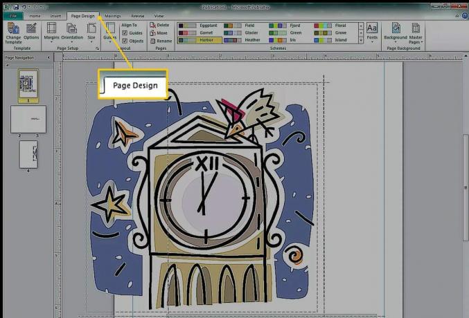 „Microsoft Publisher“ skirtukas Puslapio dizainas