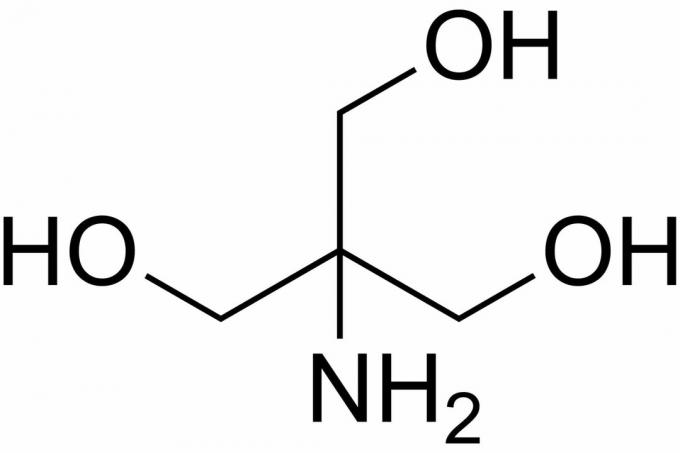 Tris buferinis tirpalas; 2-amino-2- (hidroksimetil) propan-1,3-diolio struktūra