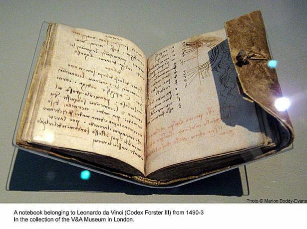 „Leonardo da Vinci“ užrašų knygelė Londono „V & A“ muziejuje