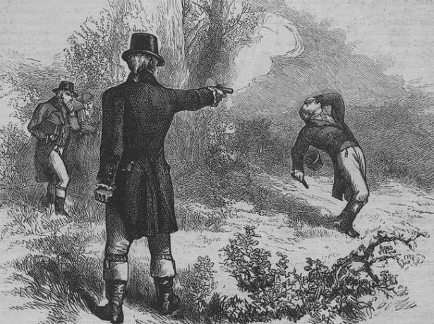 Viceprezidentas Aaronas Burras 1804 m. liepos 11 d. dvikovoje nužudė buvusį iždo sekretorių Aleksandrą Hamiltoną.