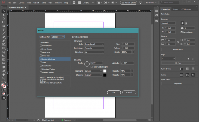 „InDesign Effects“ nustatymai